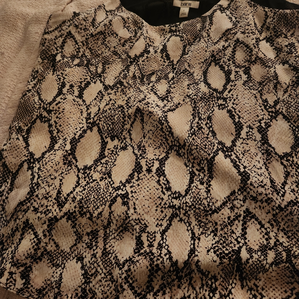 Bar III Black and White Snake Print Tank Top
